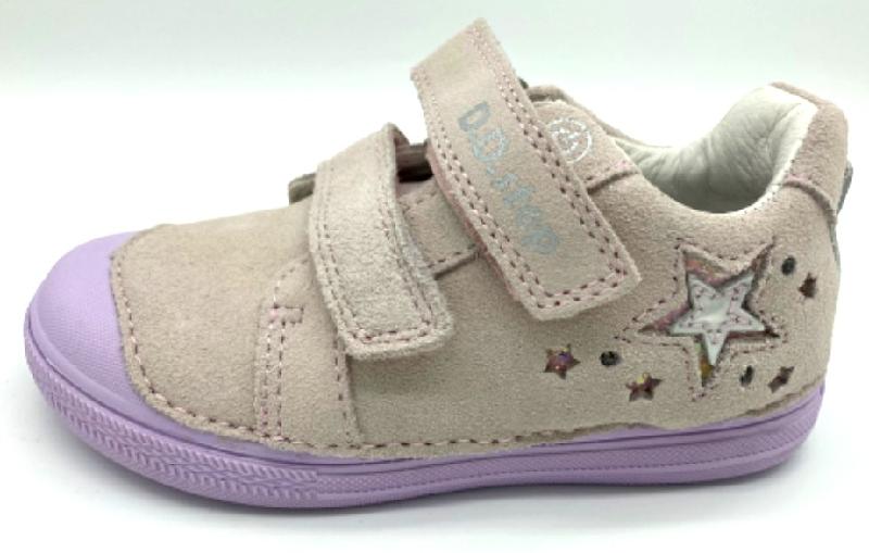 Ddstep S049-329A Mauve dívčí celoroční kožená blikající obuv