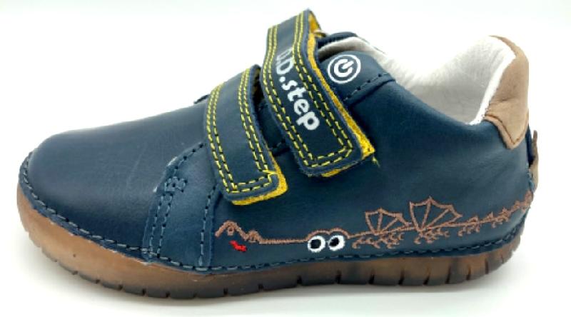 Ddstep S050-391 Royal Blue chlapecká celoroční kožená blikající obuv