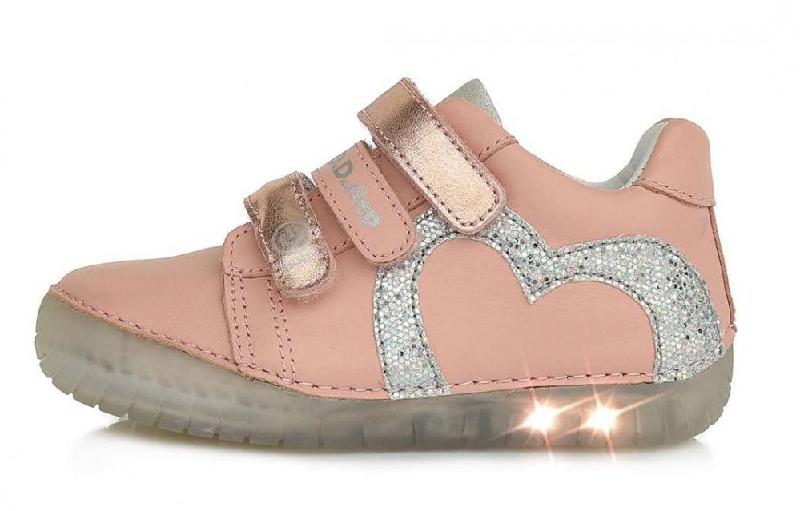 D.d.step S050-738B pink dívčí celoroční kožená blikající obuv