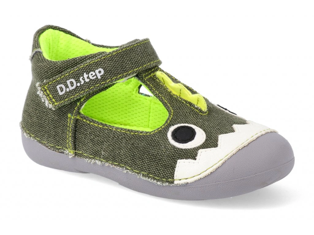Ddstep C015-329A zelené chlapecké textilní barefoot sandály 