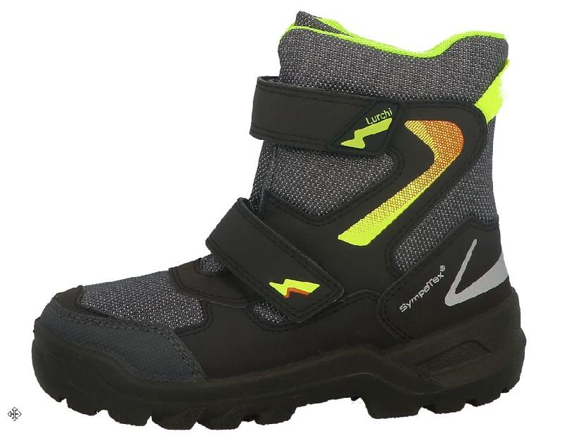 Lurchi 63L1033010BLACK black-neon yellow chlapecká zimní obuv s membránou Sympatex