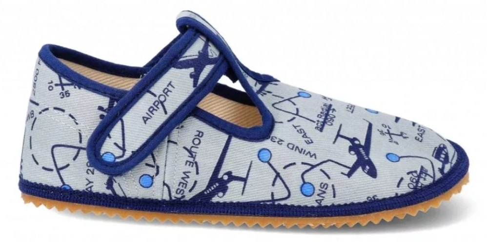 Beda BF060010/OP/  Grey aero chlapecké textilní barefoot přezůvky