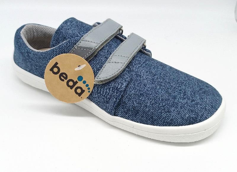 Beda B0001/tex/w -K Denim plátěná chlapecká barefoot obuv