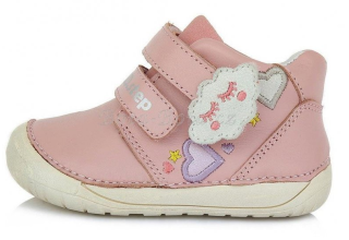 D.d.step S070-822 baby pink dívčí kožená celoroční barefoot obuv