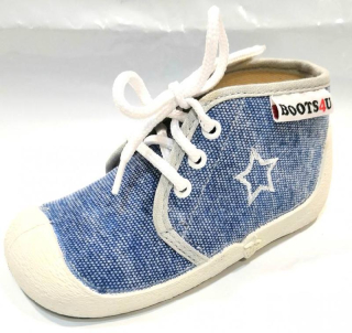 BOOTS4U T015A JEANS SVĚTLÝ  BAREFOOT PLÁTĚNKY