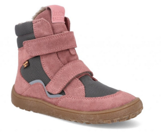 Froddo G3160233-6 GREY/PINK dětská dívčí barefoot zimní obuv s membránou Froddo tex