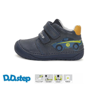 Ddstep S070-42393 modrá chlapecká celoroční barefoot kožená obuv