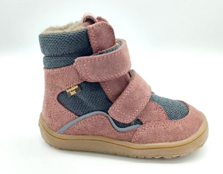 Froddo G3160189-7 grey/pink dívčí barefoot zimní obuv s membránou Froddo-tex